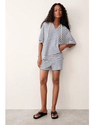 The White Company Organik Pamuk Havlu Kumaş Kapüşonlu Plaj Bluzu