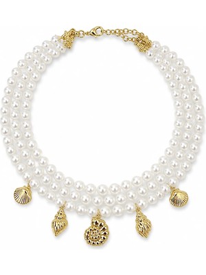 Venüs Design Incili Charmlı Choker Kolye