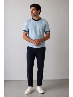 Alexander Gardi Şerit Detaylı Kontrast Yaka Basic T-Shirt