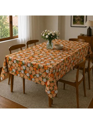 Freyja Home Su Geçirmez Duck Masa Örtüsü - 120X180 cm | Portakal