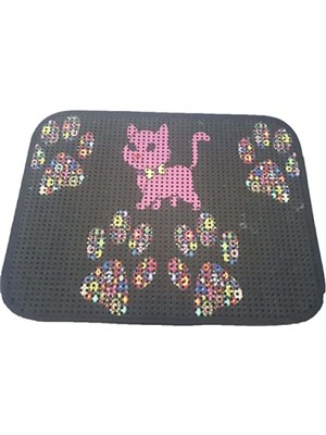 Get Store Elekli Desenli Kedi Tuvalet Önü Paspası, 60 x 45 cm - Pembe