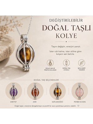 Pigado Değiştirilebilir 4 Farklı Doğaltaş Kafes Kolye