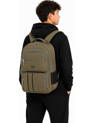Strong Unisex Kanvas Kumaş Laptop Bölmeli Okul Çantası , Günlük Spor Seyahat Sırt Çantası