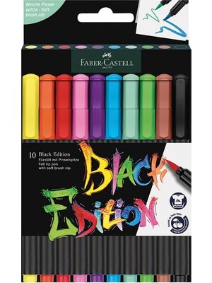 Faber-Castell Keçeli Kalem Fırça Uç 10’lu, Parlak Renkler, Yazım Boyama Için Uygun, Yumuşak Esnek Uç