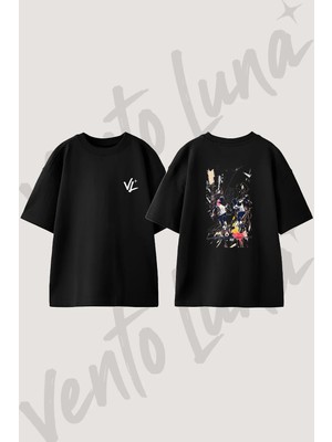 Futbol Oyuncular Tasarım Sırt Baskılı Pamuk Siyah Oversize T-Shirt