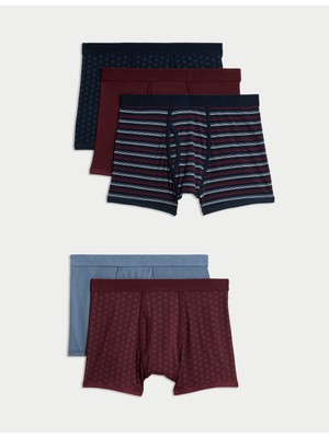 Marks & Spencer 5’li Pamuk-Streç Karışık Desenli Trunk Seti