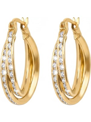 Duyum Gold Sarmal Oluklu Altın Halka Küpe 14 Ayar