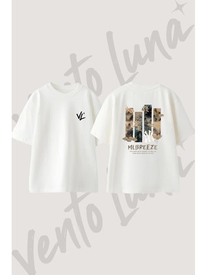 Asya Dag Bulut Tasarım Sırt Baskılı Pamuk Beyaz Oversize T-Shirt