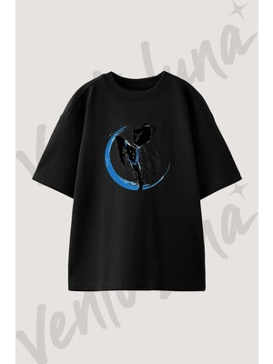 Muay Thai Tasarım Baskılı Unisex Oversize Kalıp Siyah Tshirt