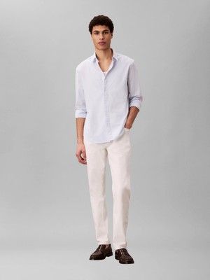 Calvin Klein Erkek Beyaz Calvin Klein Classıc Taper Chalk, Asn, 32, 34 Beyaz Erkek Kot Pantolon