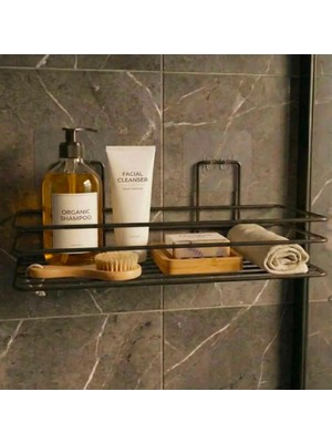 Statika Home Çok Amaçlı Banyo Rafı , Duşakabin Rafı , Yapışkanlı Metal Banyo Düzenleyici ,siyah Metal Düzenleyici