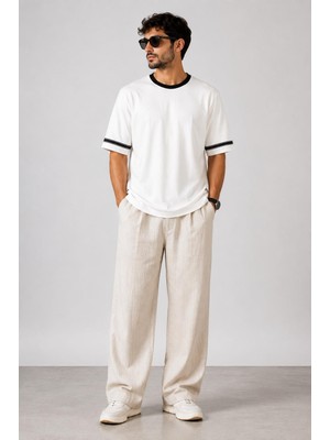 Alexander Gardi Şerit Detaylı Kontrast Yaka Basic T-Shirt