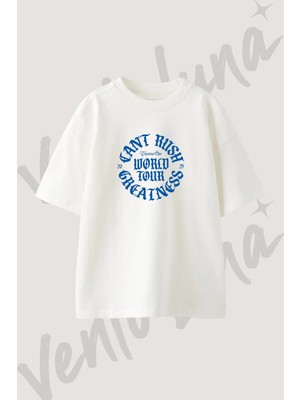 Central Cee Tasarım Baskılı Unisex Oversize Kalıp Beyaz Tshirt