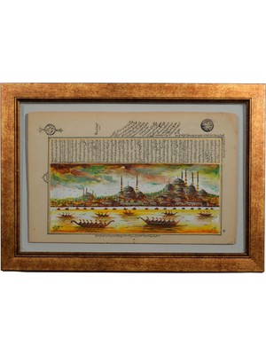 Galeri Atmaca Tarihi Istanbul Panoraması ve Saltanat Kayıkları Minyatür Tablosu