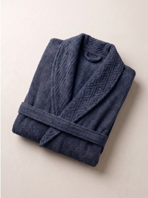 Cotton Paris Vendôme Serisi Kadın Erkek Unisex Pamuklu Bornoz Kemerli Cepli Yumuşak Dokulu Jakarlı Şalyaka Ev Bornozu