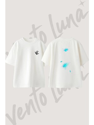 Turtle Octopus Tasarım Sırt Baskılı Pamuk Beyaz Oversize T-Shirt