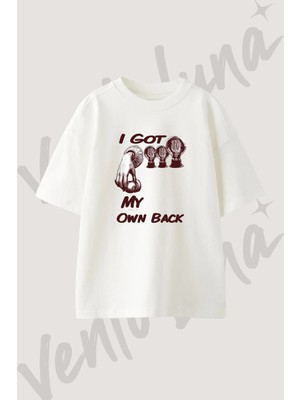 Kendi Arkam Ampul Tasarım Baskılı Unisex Oversize Kalıp Beyaz Tshirt