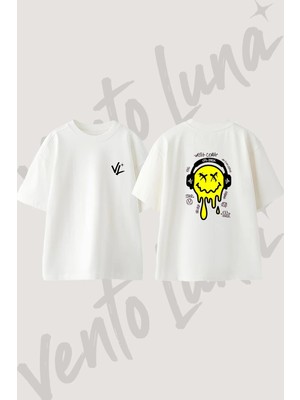 Old School Graffiti Tasarım Sırt Baskılı Pamuk Beyaz Oversize T-Shirt