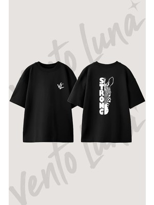 Zebra Strong Tasarım Sırt Baskılı Pamuk Siyah Oversize T-Shirt