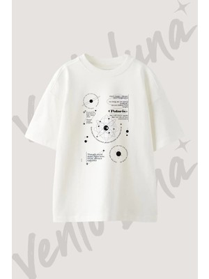 Nu Est Tasarım Baskılı Unisex Oversize Kalıp Beyaz Tshirt
