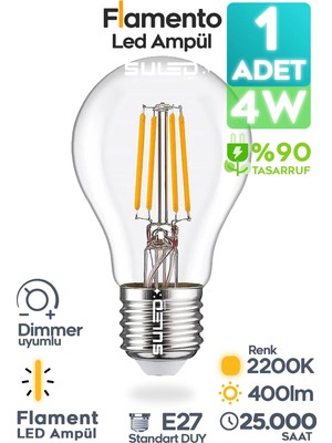 Flamento Rustik Ampül E27 Duy 220V Dimmer Uyumlu %90 Tasarruflu Ev Cafe Aplik Abajur Tavan Ampül