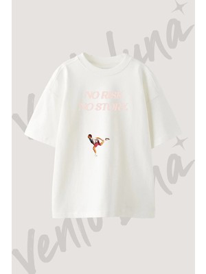Roger Federer Tasarım Baskılı Unisex Oversize Kalıp Beyaz Tshirt