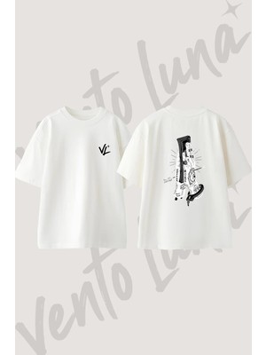 Money Hand Tattoo Tasarım Sırt Baskılı Pamuk Beyaz Oversize T-Shirt