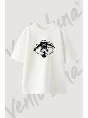 Gandalf Balrog Tasarım Baskılı Unisex Oversize Kalıp Beyaz Tshirt