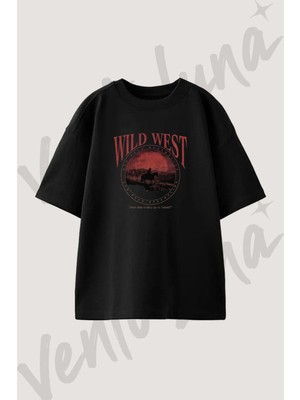 Red Dead Redemption Tasarım Baskılı Unisex Oversize Kalıp Siyah Tshirt