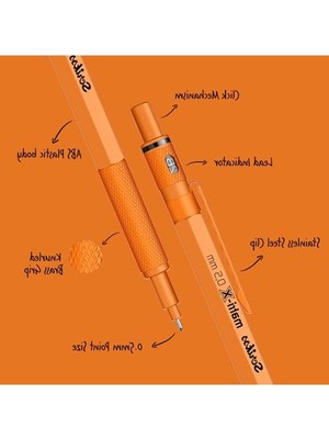 Get Store Turuncu Şeffaf Versatil Kalem, 0.5 mm Uç ile Keskin Yazım Için Tasarlandı