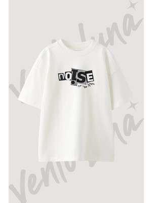 Ransom Note_1 Tasarım Baskılı Unisex Oversize Kalıp Beyaz Tshirt