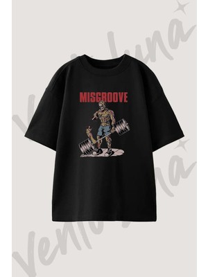 Zombie Bodybuilding Tasarım Baskılı Unisex Oversize Kalıp Siyah Tshirt