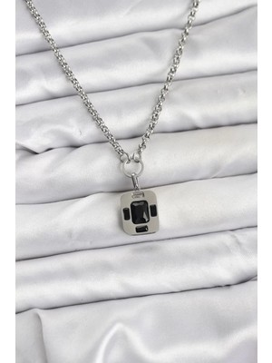 Aydogan's Ayd 316L Çelik Zincir Gümüş Renk Vintage Model Kadın Kolye - TJ-BKO10686