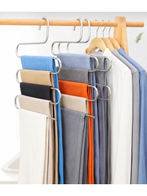 Statika Home 1 Adet Pantolon Askılığı Krom 5 Katlı , Şal Askılığı , Fular Askılığı , Eşarp Askılığı