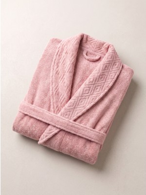 Cotton Paris Vendôme Serisi Kadın Erkek Unisex Pamuklu Bornoz Kemerli Cepli Yumuşak Dokulu Jakarlı Şalyaka Ev Bornozu