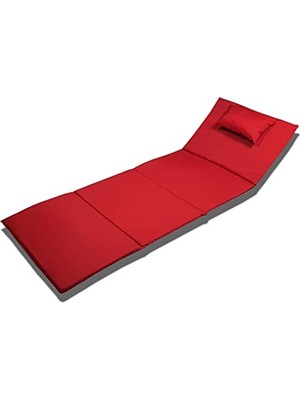 Get Store Taşınabilir Katlanır Çanta Şezlong Minderi, Yastıklı Minder (Kırmızı)