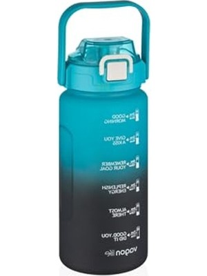 Get Store 1500ML Kapasiteli Çift Renk Motivasyon Matarası - Turkuaz-Siyah