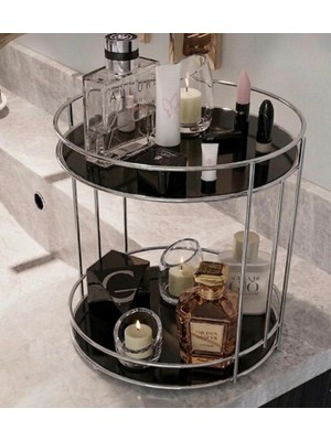 Statika Home Krom 2 Katlı Banyo Kozmetik Takı Makyaj Düzenleyici Organizer ,servis Sunum Tepsisi , Ikramlık