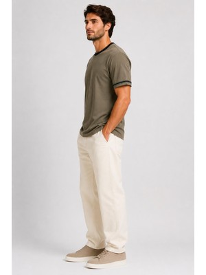 Alexander Gardi Şerit Detaylı Kontrast Yaka Basic T-Shirt
