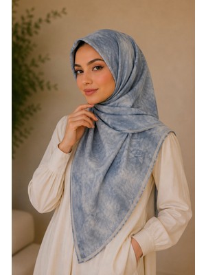 İmaj Butik Buz  Mavi Pamuklu Soft Eşarp