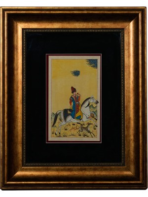 Galeri Atmaca At Üzerinde Osmanlı Saray Figürü Minyatür Tablo