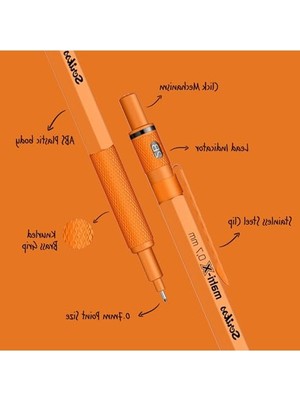 Get Store 0.7 mm Turuncu Versatil Kalem, Yüksek Kalite Şeffaf Ambalajda