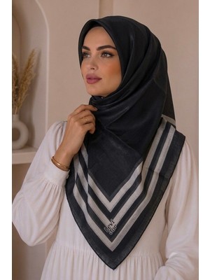 İmaj Butik Siyah Beyaz Kehribar Eşarp