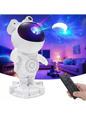 Hobilinka Astronot Galaksi Projektör Gece Lambası Bluetoothlu Uzaktan Kumandalı Hoparlörlü