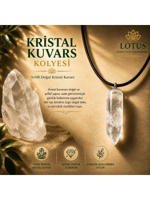 🤍 Saf Enerji Kolyesi – Kristal Kuvars Doğal Taş Kolye | Lotus Atölye ve İyi Yaşam Merkezi