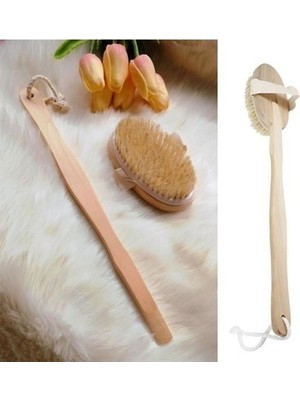 Bak Gel Al Bakgelal Saplı At Kılı Banyo Fırçası, Cilt Tazeleyici Doğal Fırça, Peeling ve Lenf Drenajı Için Mükemmel, Çıkarılabilir Saplı, Masaj Etkili, Peeling Için Ideal Banyo Fırçası