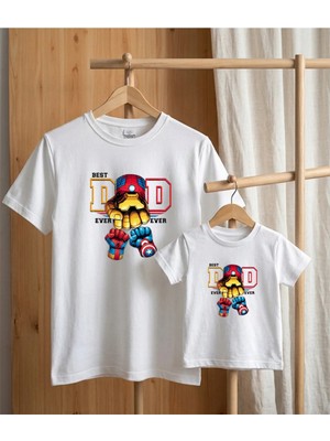 Lorvex Baba-Çocuk Konsept Oversize Tişört %100 Pamuklu Ön Baskılı T-Shirt