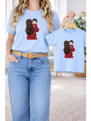 Lorvex Tişört Anne Kız Çocuk Kombin Oversize – Anne & Çocuk Twin Baskılı T-Shirt