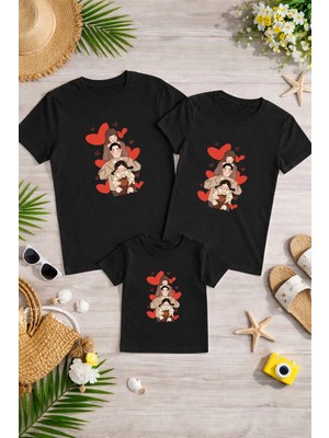 Lorvex Anne Baba Çocuk Kombin Tişört Pamuklu Oversize Aile Kombini T-Shirt (Ürünler Tekli Satılmaktadır)
