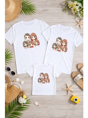 Lorvex Anne Baba Çocuk Kombin Tişört Pamuklu Oversize Aile Kombini T-Shirt (Ürünler Tekli Satılmaktadır)